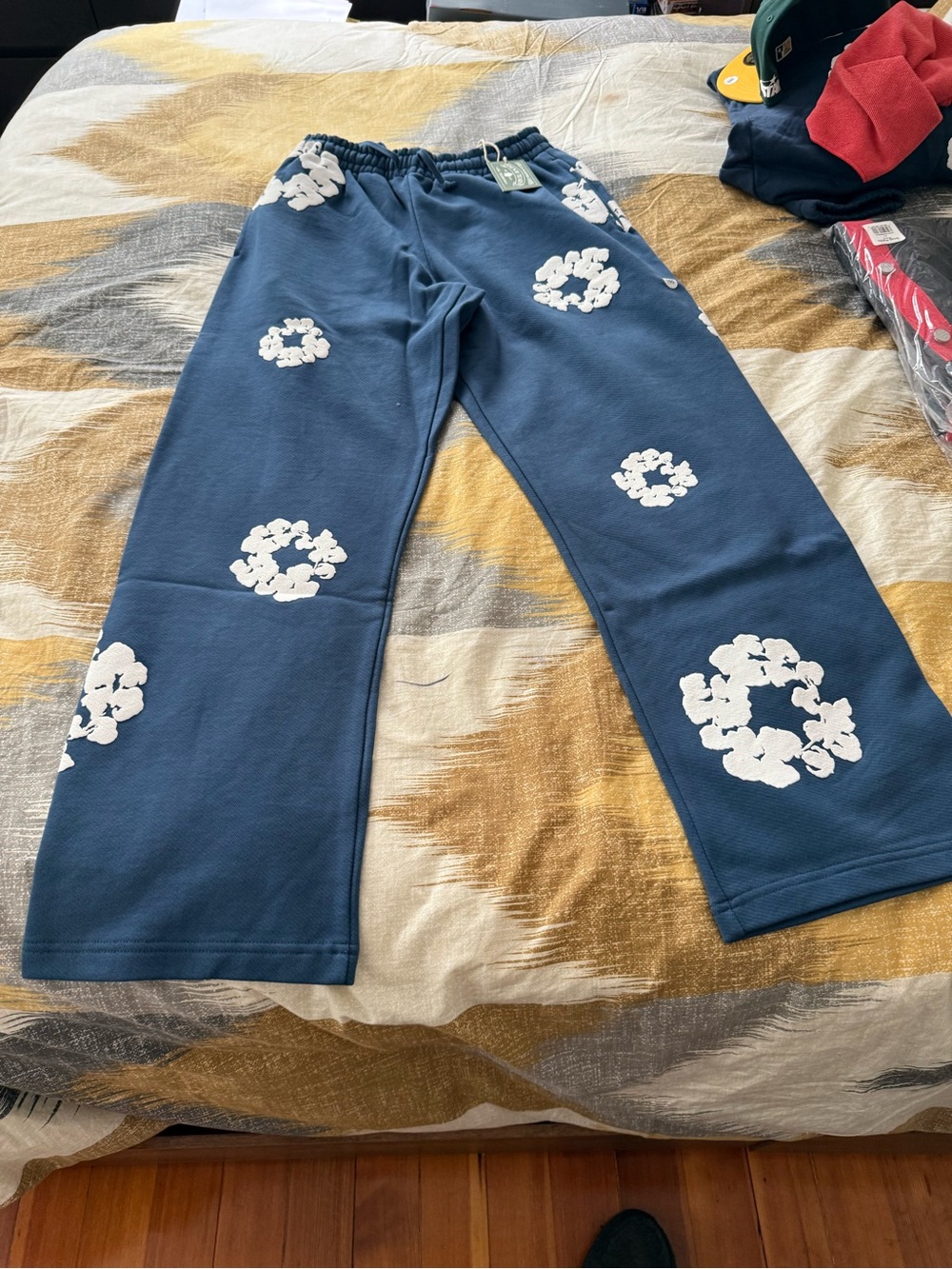 Denim Tears Cotton Wreath Men’s Blue Sweatpants Size XS